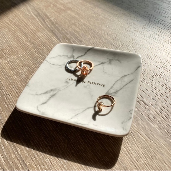 Marble Ceramic Jewelry Plate | Always Be Positive - Picture 2 of 2